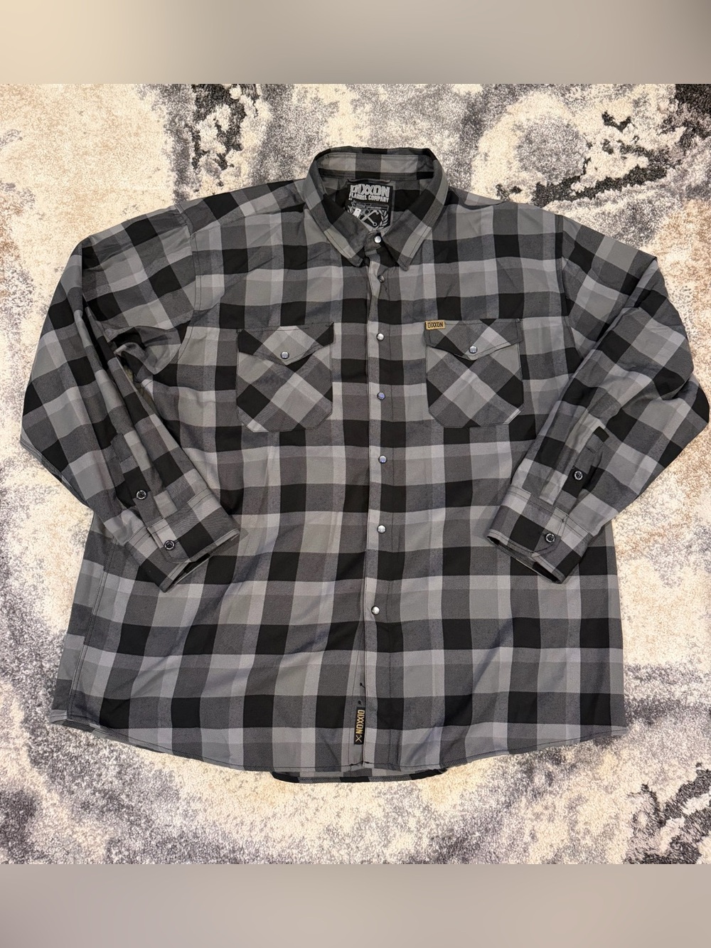 DIXXON “1911” Men's Black & Gray Plaid Button-Down Shirt
